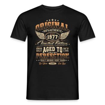 Original 1977 Vintage Born Cadeau d’anniversaire - T-shirt homme - noir - Devant - AI Model Male 178 light (178cm)