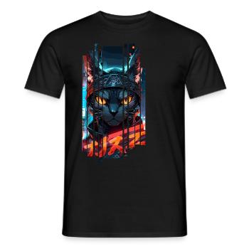 Cyber-Chat Stadtstadt Neon - Männer T-Shirt - Schwarz - Vorne - AI Model Male 178 light (178cm)
