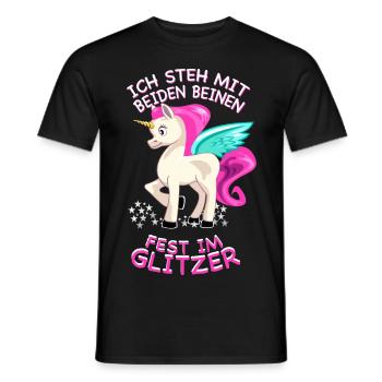 Einhorn im Glitzer - Einhörner / Geschenk - Männer T-Shirt - Schwarz - Vorne - AI Model Male 178 light (178cm)