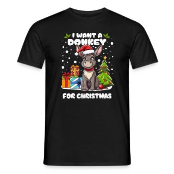 Petit âne fête Noël dans la neige - T-shirt homme - noir - Devant - AI Model Male 178 light (178cm)