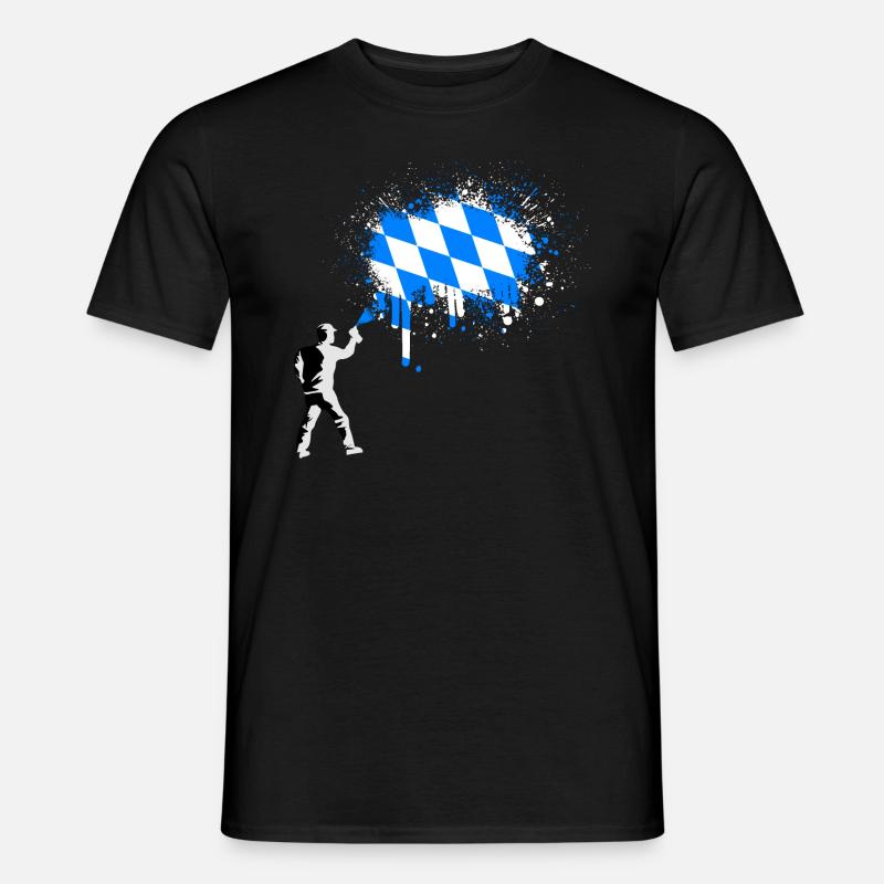 Bayern Flagge Graffiti Farbspritzer - Männer T-Shirt - Schwarz