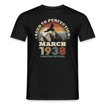 85th birthday - March 1938 - 85 years old - Men's T-Shirt - black - Front - AI Model Male 178 light (178cm)