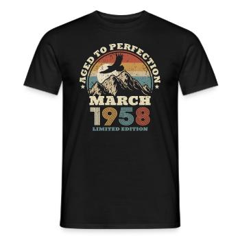 65 cumpleaños - marzo de 1958 - 65 años - T-shirt homme - noir - Devant - AI Model Male 178 light (178cm)