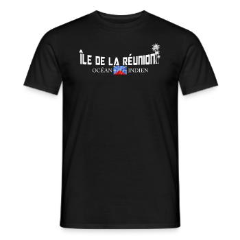 Drapeau île de la Réunion océan Indien Cadeau - T-shirt homme - noir - Devant - AI Model Male 178 light (178cm)