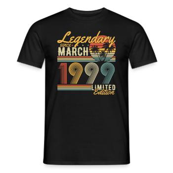 Légendaire depuis mars 1999 Vintage Birthday - T-shirt homme - noir - Devant - AI Model Male 178 light (178cm)