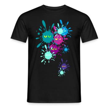 taches d'encre colorés - T-shirt homme - noir - Devant - AI Model Male 178 light (178cm)