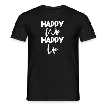 happy wife happy life - T-shirt homme - noir - Devant - AI Model Male 178 light (178cm)