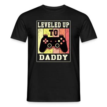 Leveled Up To Daddy 2021 Becoming Dad Gaming - Men's T-Shirt - black - Front - AI Model Male 178 light (178cm)