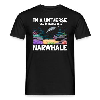 Narwhale Unicorn Whale Whales Sea Ocean Biology - Men's T-Shirt - black - Front - AI Model Male 178 light (178cm)