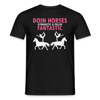 Conception acrobatique de voûte et cheval équestre - T-shirt homme - noir - Devant - AI Model Male 178 light (178cm)