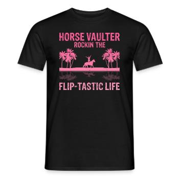 Conception acrobatique de voûte et cheval équestre - T-shirt homme - noir - Devant - AI Model Male 178 light (178cm)
