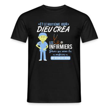 Infirmier shirt • Hero • Infirmier Cadeau - T-shirt homme - noir - Devant - AI Model Male 178 light (178cm)