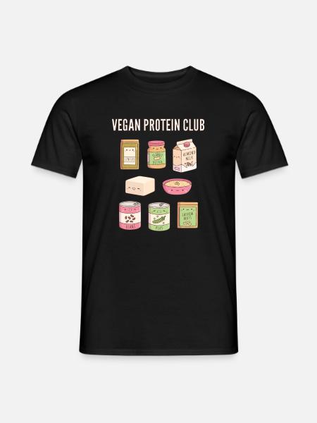 Süße vegane Protein Club Food Doodles - Männer T-Shirt - Schwarz
