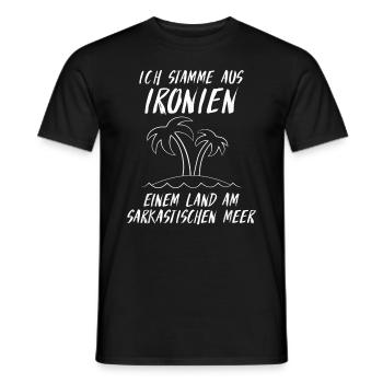 I come from ironies a country most sarcastic - Männer T-Shirt - Schwarz - Vorne - AI Model Male 178 light (178cm)
