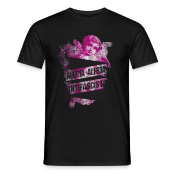 Anti-fascist angel - Men's T-Shirt - black - Front - AI Model Male 178 light (178cm)