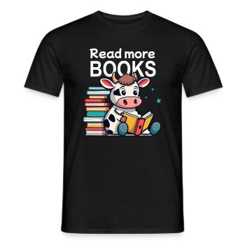 Niedliche Kuh liebt Literatur und liest ein Buch - Männer T-Shirt - Schwarz - Vorne - AI Model Male 178 light (178cm)