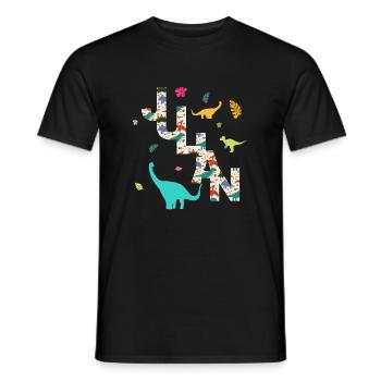 JULIAN - Schöner Jungen Name mit Dinosaurier - Männer T-Shirt - Schwarz - Vorne - AI Model Male 178 light (178cm)