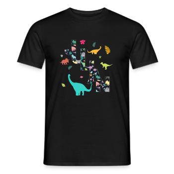 JULIAN - Schöner Jungen Name mit Dinosaurier - Männer T-Shirt - Schwarz - Vorne - AI Model Male 178 light (178cm)