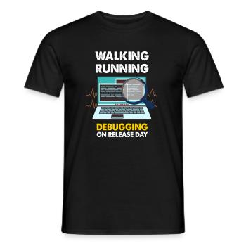 Walking Running Debugging on releas day Shirt - Männer T-Shirt - Schwarz - Vorne - AI Model Male 178 light (178cm)