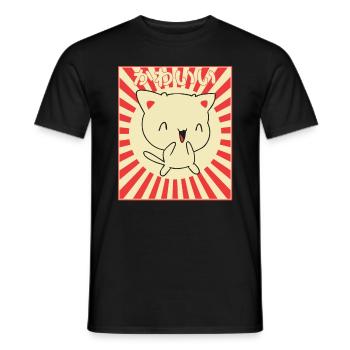 Japanese Kitty - Men's T-Shirt - black - Front - AI Model Male 178 light (178cm)