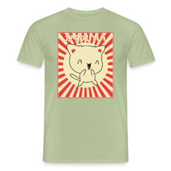 Japanese Kitty - Men's T-Shirt - sage - Front - AI Model Male 178 light (178cm)