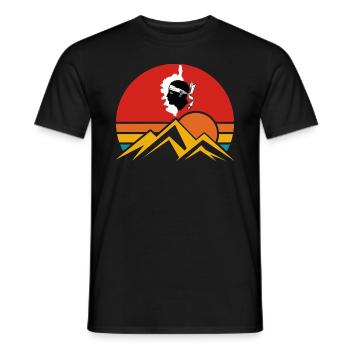 Île de Corse avec coucher de soleil et montagnes France - T-shirt homme - noir - Devant - AI Model Male 178 light (178cm)