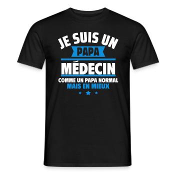 papa médecin : cadeau fête des pères - T-shirt homme - noir - Devant - AI Model Male 178 light (178cm)