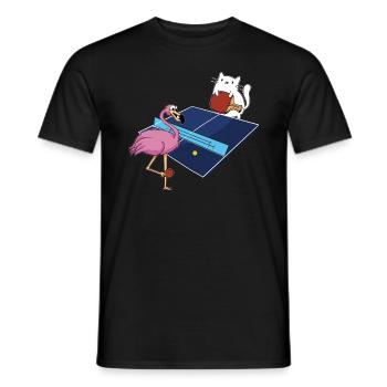 Table Tennis Outfit Women's Cat Flamingo - Men's T-Shirt - black - Front - AI Model Male 178 light (178cm)