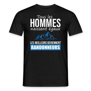 randonneur les meilleurs hommes rando marche - T-shirt homme - noir - Devant - AI Model Male 178 light (178cm)