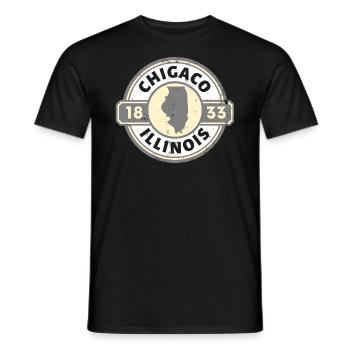 Vintage Chicago Illinois Est. 1833 Souvenir - Men's T-Shirt - black - Front - AI Model Male 178 light (178cm)