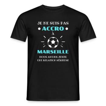 accro marseille foot humour marseillais football - T-shirt homme - noir - Devant - AI Model Male 178 light (178cm)