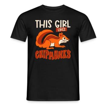 Girl Likes Chipmunks Forest Animal Squirrel - Men's T-Shirt - black - Front - AI Model Male 178 light (178cm)