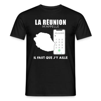 Réunion Mon Amie Idée Cadeau Réunionnais - T-shirt homme - noir - Devant - AI Model Male 178 light (178cm)