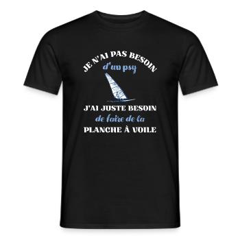 besoin psy planche à voile humour planchiste homme - T-shirt homme - noir - Devant - AI Model Male 178 light (178cm)