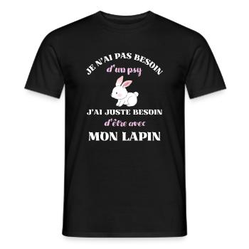 besoin psy lapin femme humour idée cadeau fille - T-shirt homme - noir - Devant - AI Model Male 178 light (178cm)