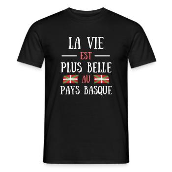 Vie plus belle pays basque homme humour cadeau - T-shirt homme - noir - Devant - AI Model Male 178 light (178cm)