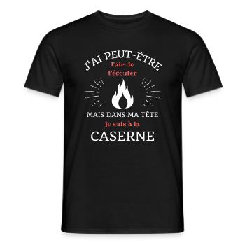dans ma tete caserne humour pompier homme cadeau - T-shirt homme - noir - Devant - AI Model Male 178 light (178cm)