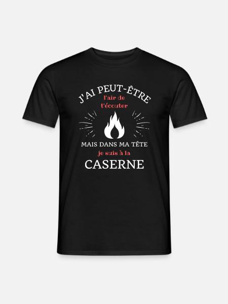 dans ma tete caserne humour pompier homme cadeau - T-shirt homme - noir