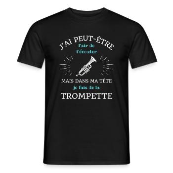 dans ma tete trompette homme humour trompettiste - T-shirt homme - noir - Devant - AI Model Male 178 light (178cm)