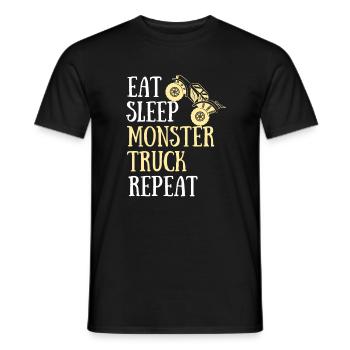 eat sleep monster truck man humor gift idea - Men's T-Shirt - black - Front - AI Model Male 178 light (178cm)