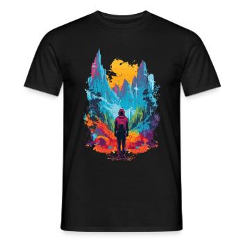 Wandern Berge Bunt - Männer T-Shirt - Schwarz - Vorne - AI Model Male 178 light (178cm)