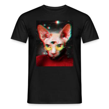 Cat - Men's T-Shirt - black - Front - AI Model Male 178 light (178cm)