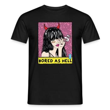 POP-ART Bored As Hell ARTWORK, Devil Frau 80s - Men's T-Shirt - black - Front - AI Model Male 178 light (178cm)
