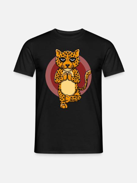 Yoga Leopard - Männer T-Shirt - Schwarz
