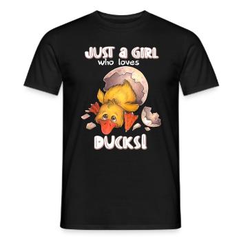 Just a girl who loves ducks - niedliche Ente im Ei - Männer T-Shirt - Schwarz - Vorne - AI Model Male 178 light (178cm)