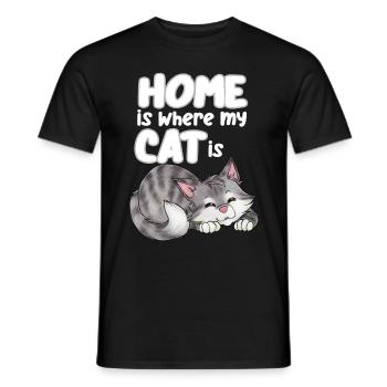 Zuhause ist dort wo meine Katze ist - Männer T-Shirt - Schwarz - Vorne - AI Model Male 178 light (178cm)
