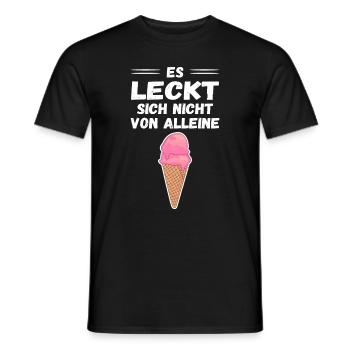 ES LECKT SICH NICHT VON ALLEINE - EISCREME - Männer T-Shirt - Schwarz - Vorne - AI Model Male 178 light (178cm)