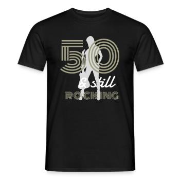 Electric Guitar Mrs. Still Rocking - 50th Birthday - Men's T-Shirt - black - Front - AI Model Male 178 light (178cm)