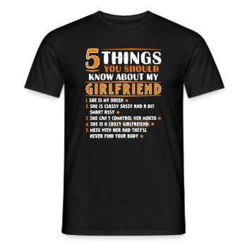 5 choses que vous devez savoir sur ma petite amie drôle - T-shirt homme - noir - Devant - AI Model Male 178 light (178cm)