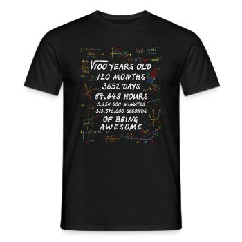 Quadratwurzel von 100 10. Geburtstag 10 Jahre alt Mathe - Männer T-Shirt - Schwarz - Vorne - AI Model Male 178 light (178cm)